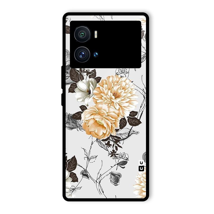 Yellow Floral Glass Back Case for Vivo iQOO 9 Pro