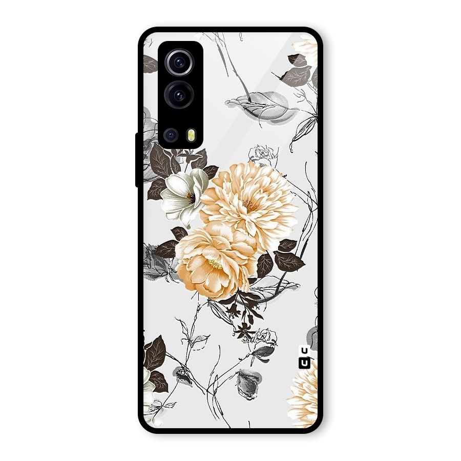 Yellow Floral Glass Back Case for Vivo iQOO Z3