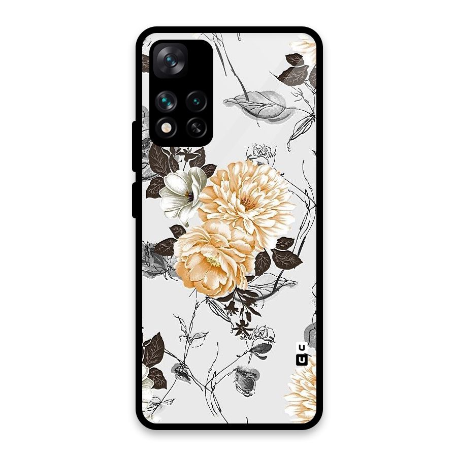 Yellow Floral Glass Back Case for Xiaomi 11i HyperCharge 5G