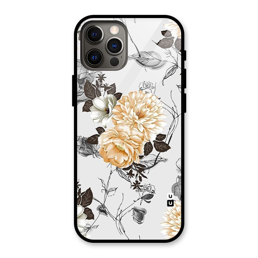 Yellow Floral Glass Back Case for iPhone 12 Pro