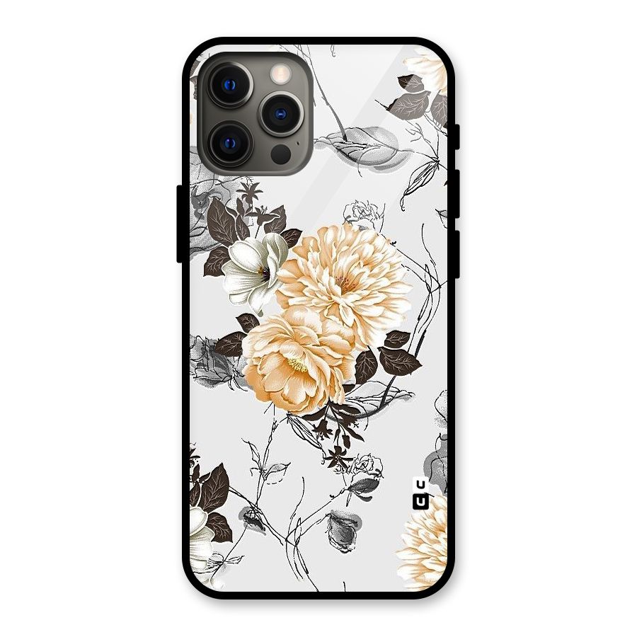 Yellow Floral Glass Back Case for iPhone 12 Pro Max