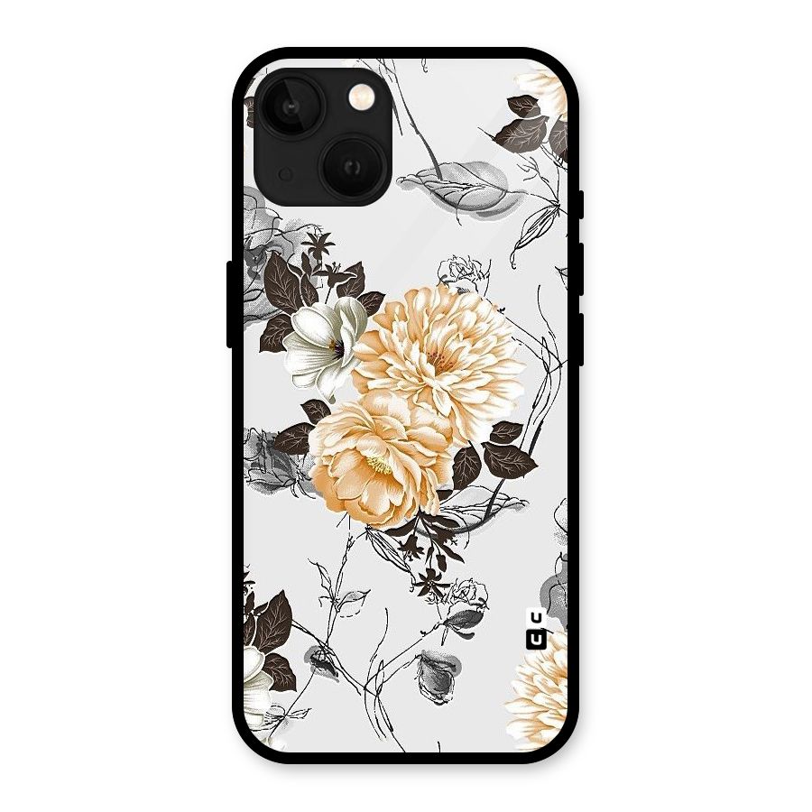 Yellow Floral Glass Back Case for iPhone 13