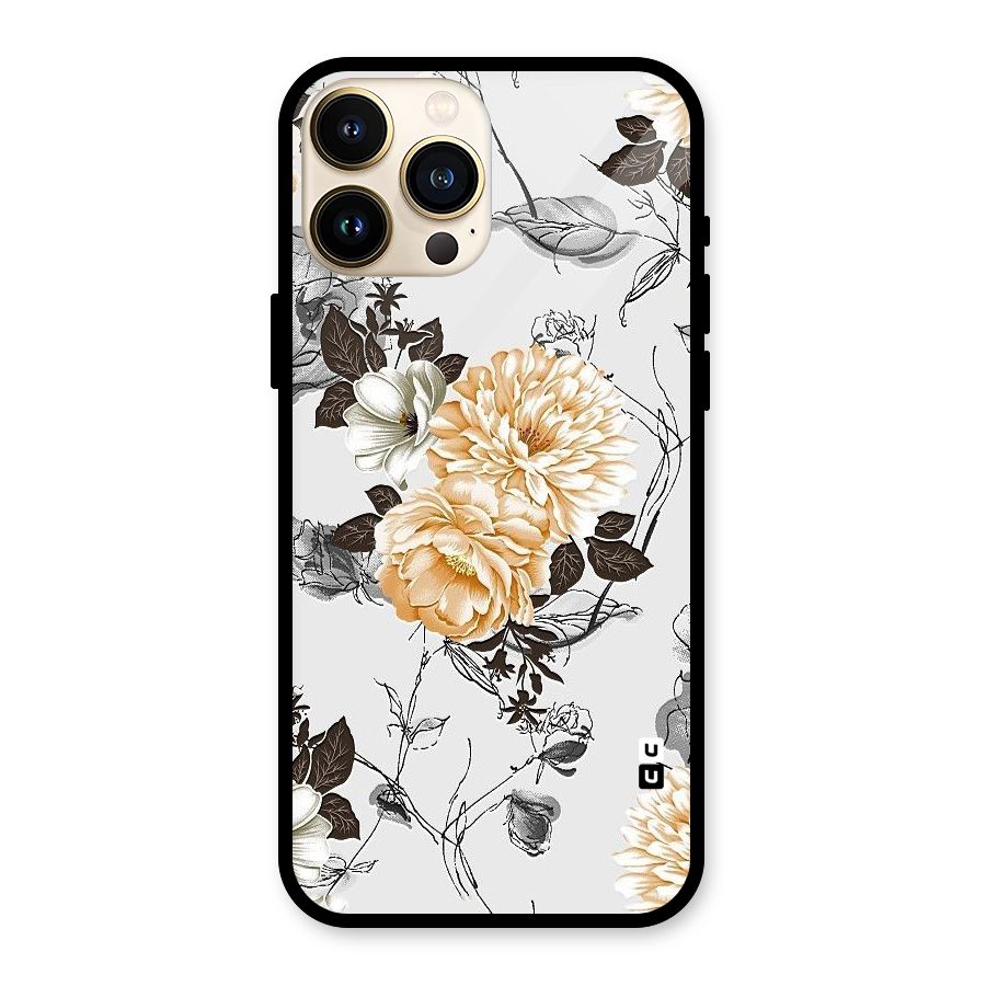 Yellow Floral Glass Back Case for iPhone 13 Pro Max