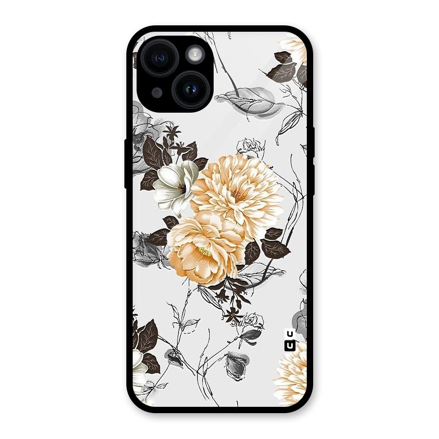 Yellow Floral Glass Back Case for iPhone 14