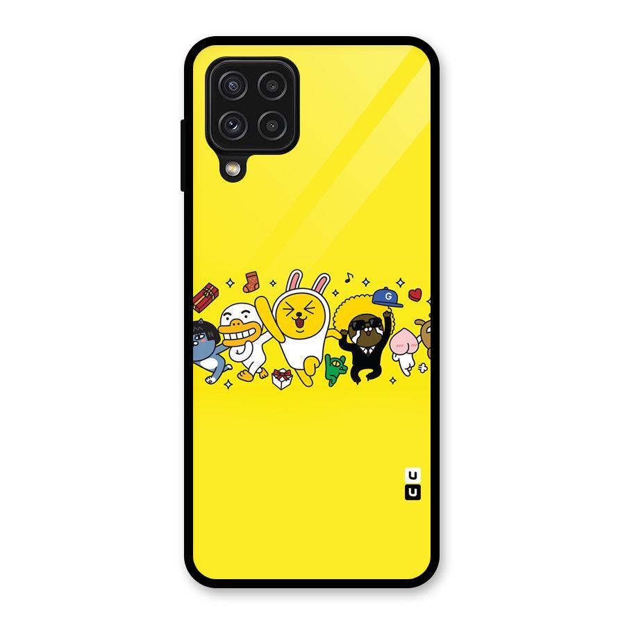 Yellow Friends Glass Back Case for Galaxy A22 4G