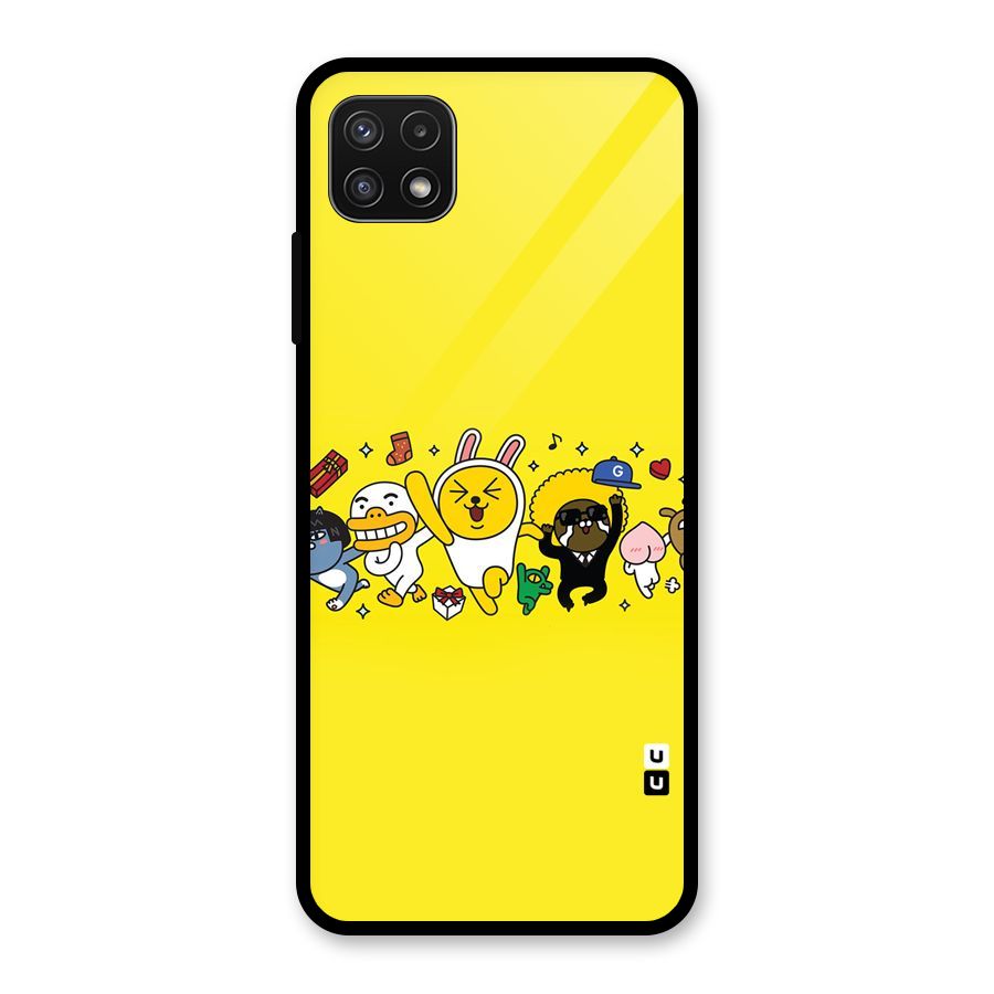 Yellow Friends Glass Back Case for Galaxy A22 5G