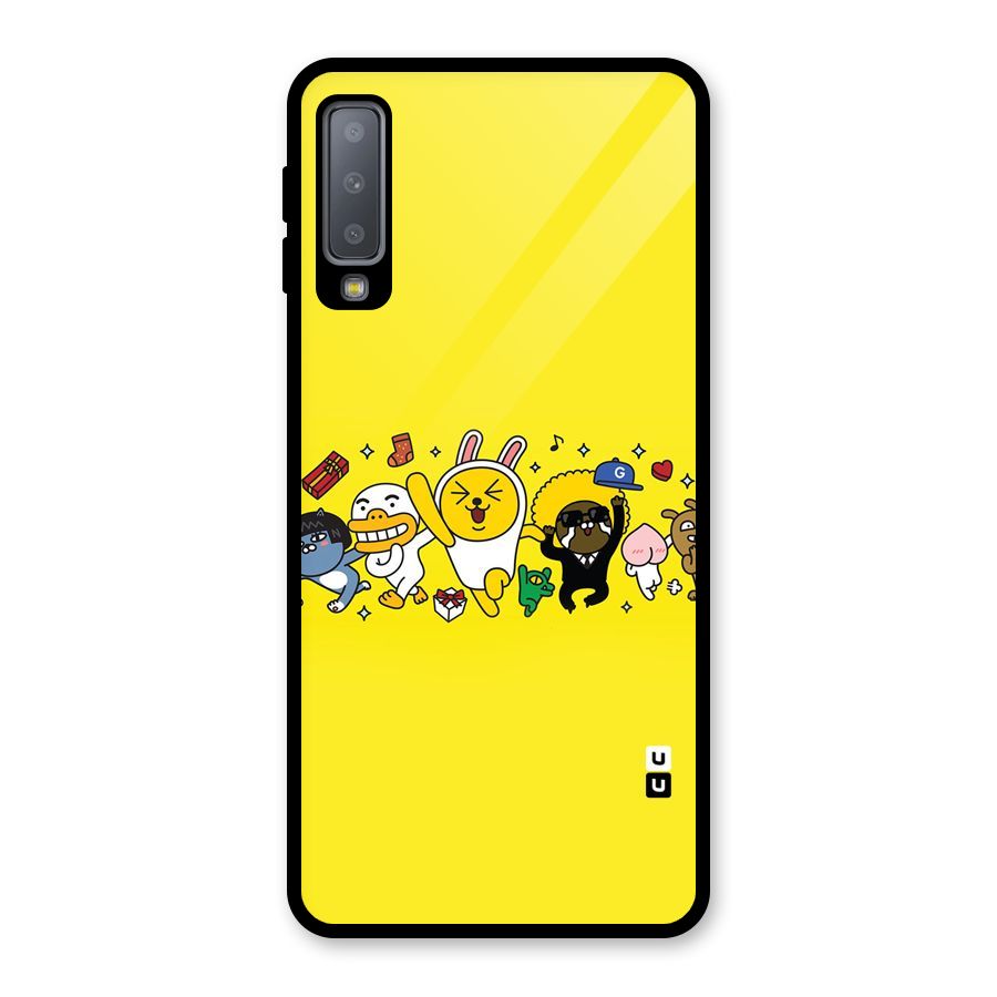 Yellow Friends Glass Back Case for Galaxy A7 (2018)