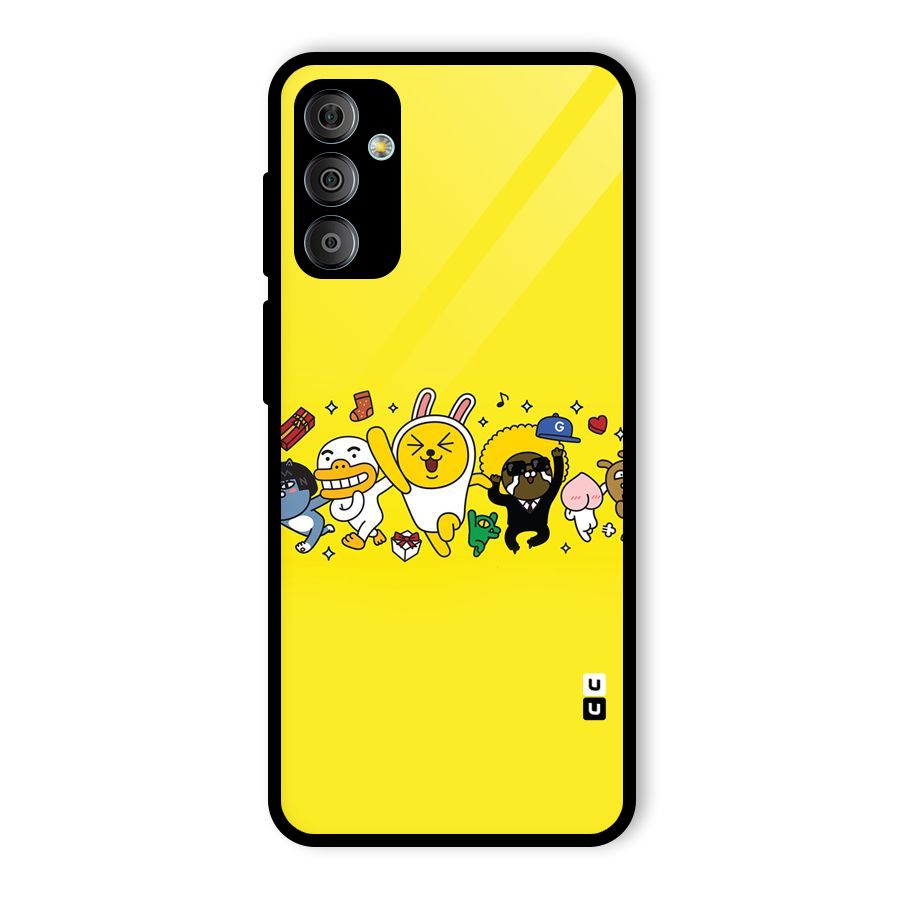 Yellow Friends Glass Back Case for Galaxy F23