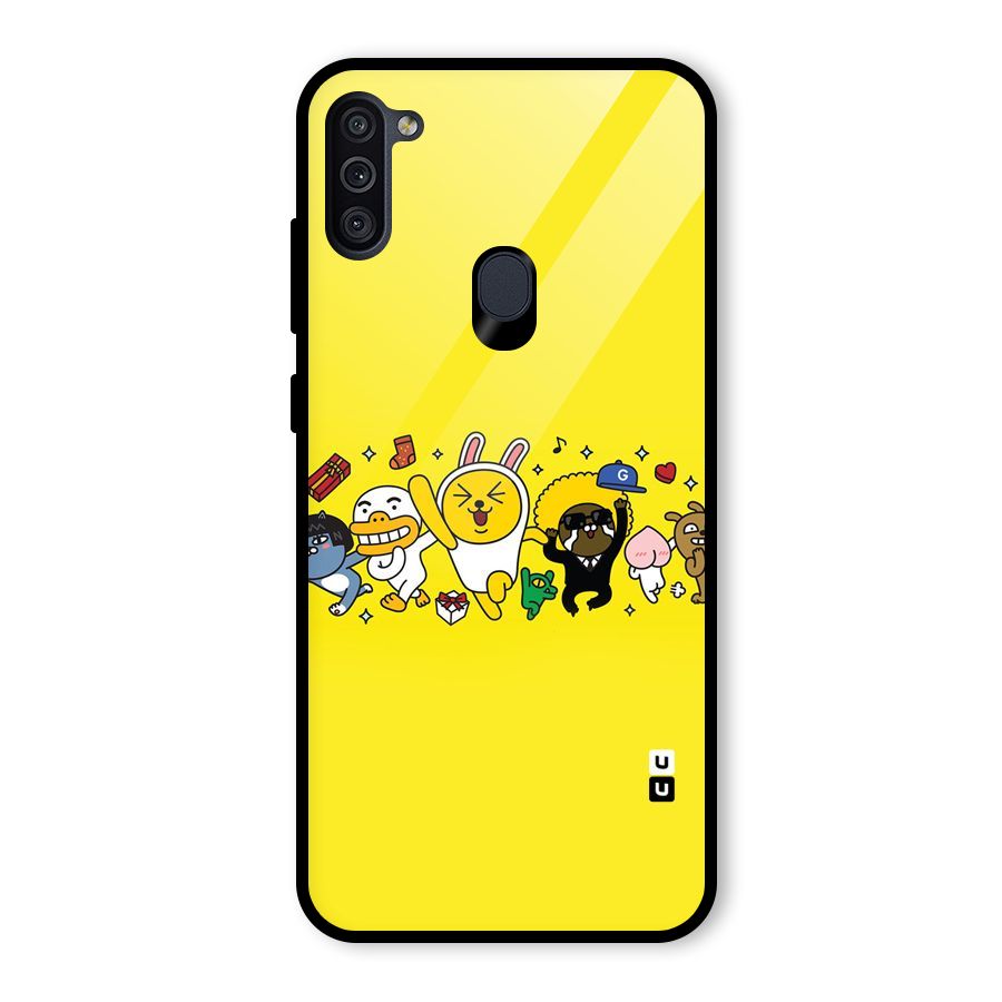 Yellow Friends Glass Back Case for Galaxy M11