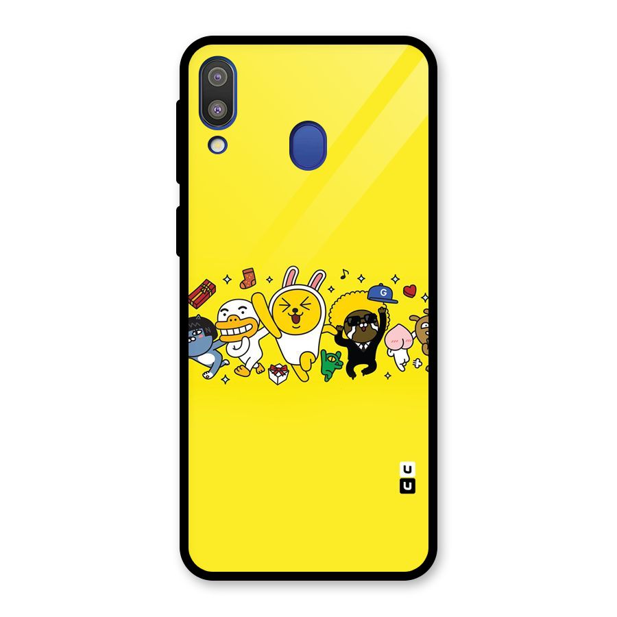 Yellow Friends Glass Back Case for Galaxy M20