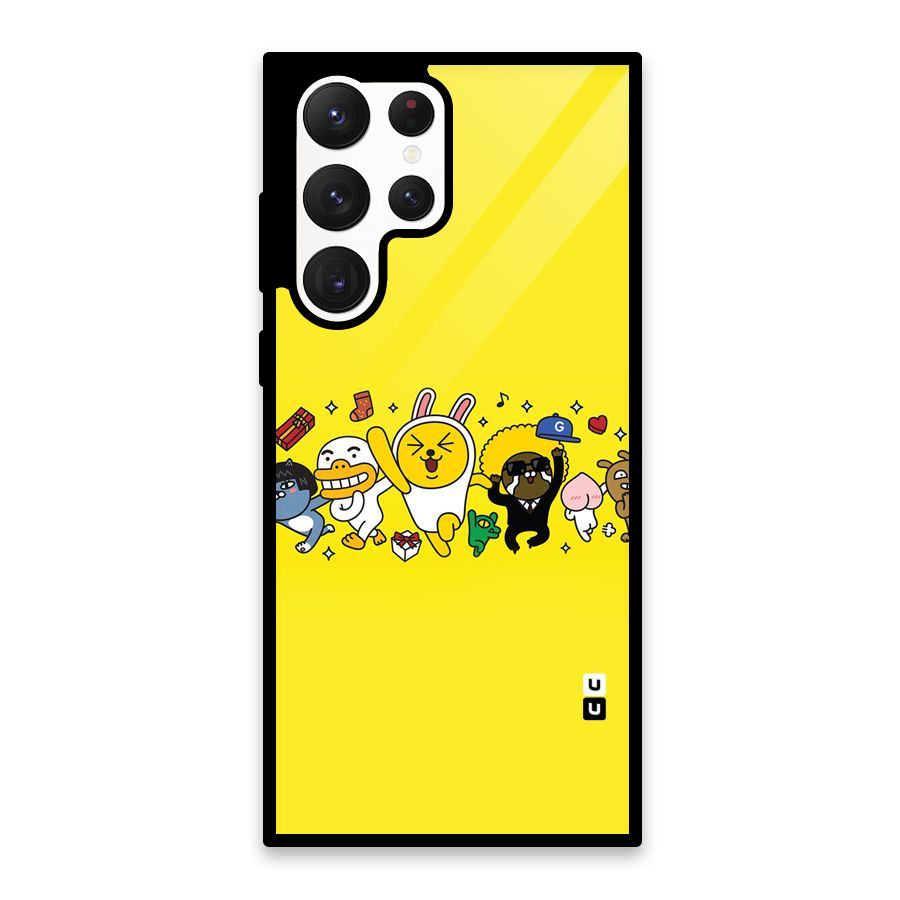 Yellow Friends Glass Back Case for Galaxy S22 Ultra 5G