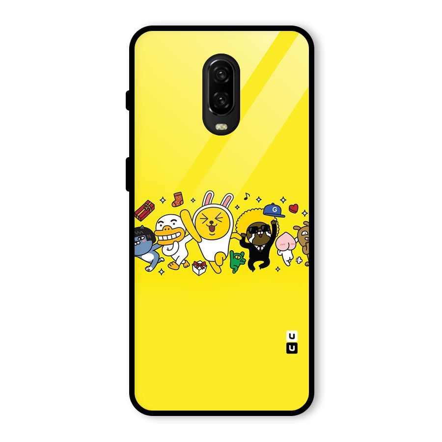 Yellow Friends Glass Back Case for OnePlus 6T