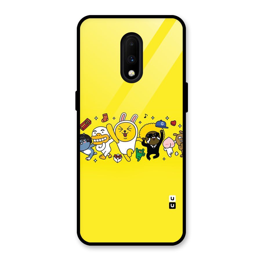 Yellow Friends Glass Back Case for OnePlus 7