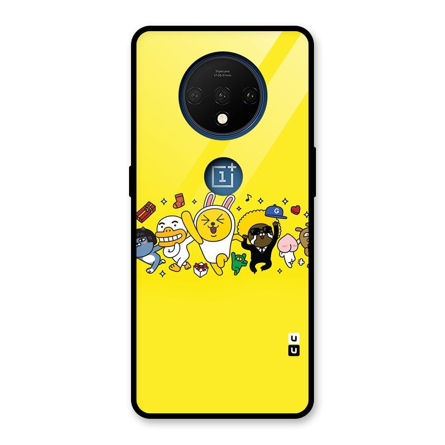 Yellow Friends Glass Back Case for OnePlus 7T