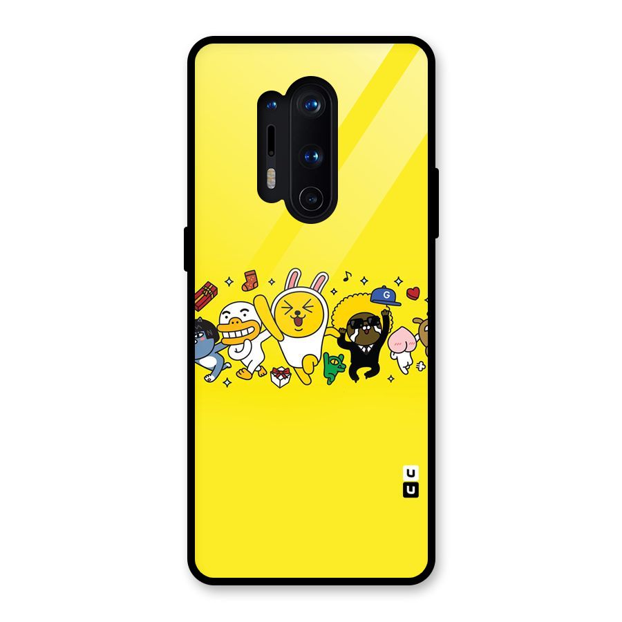 Yellow Friends Glass Back Case for OnePlus 8 Pro
