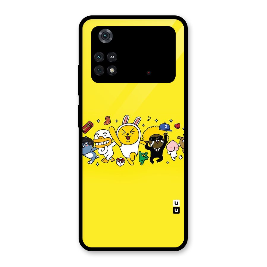 Yellow Friends Glass Back Case for Poco M4 Pro 4G