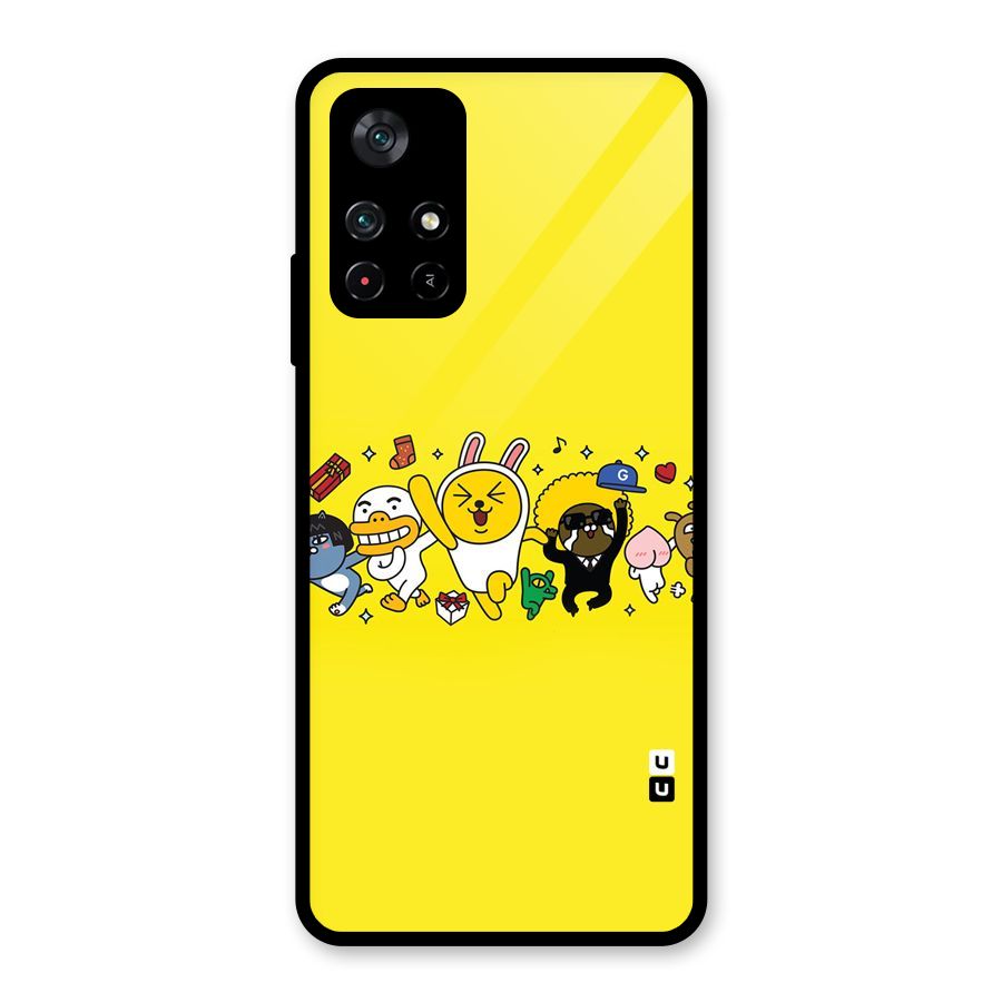 Yellow Friends Glass Back Case for Poco M4 Pro 5G