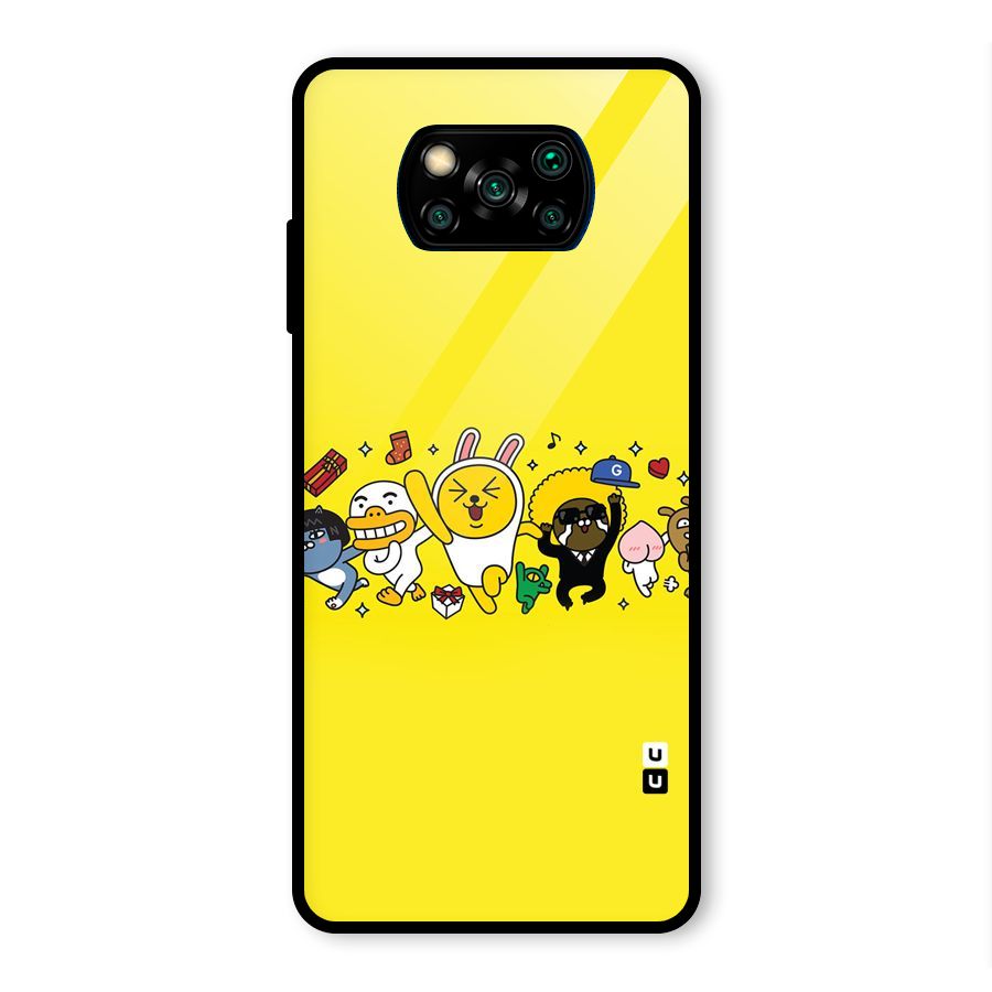 Yellow Friends Glass Back Case for Poco X3 Pro