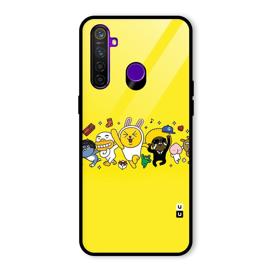 Yellow Friends Glass Back Case for Realme 5 Pro
