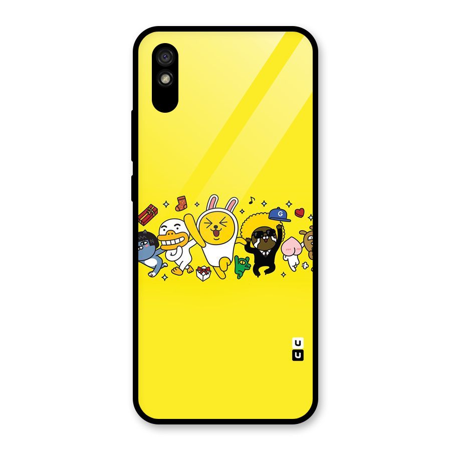 Yellow Friends Glass Back Case for Redmi 9A