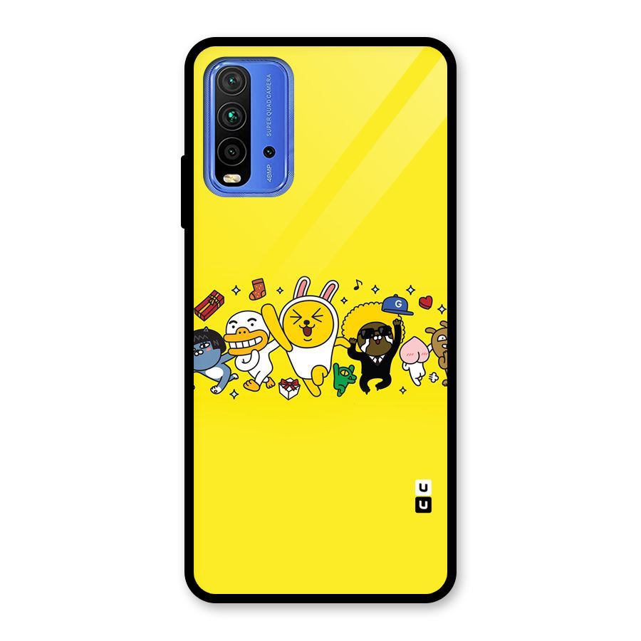 Yellow Friends Glass Back Case for Redmi 9 Power