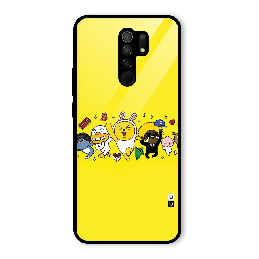 Yellow Friends Glass Back Case for Redmi 9 Prime