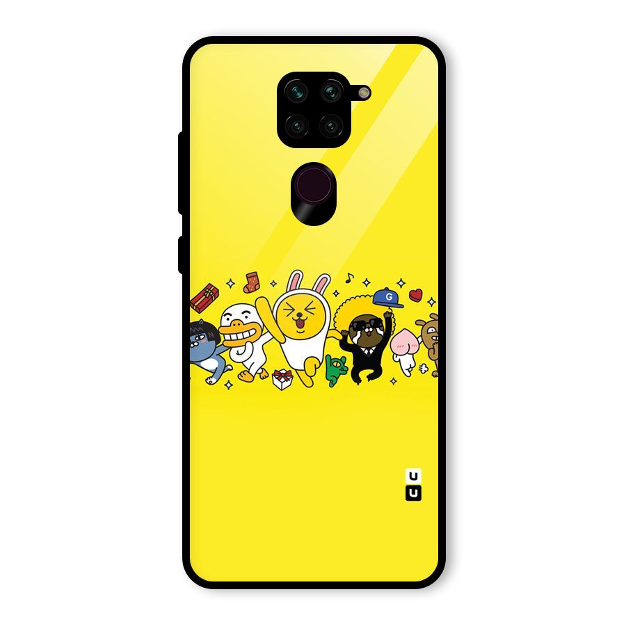 Yellow Friends Glass Back Case for Redmi Note 9