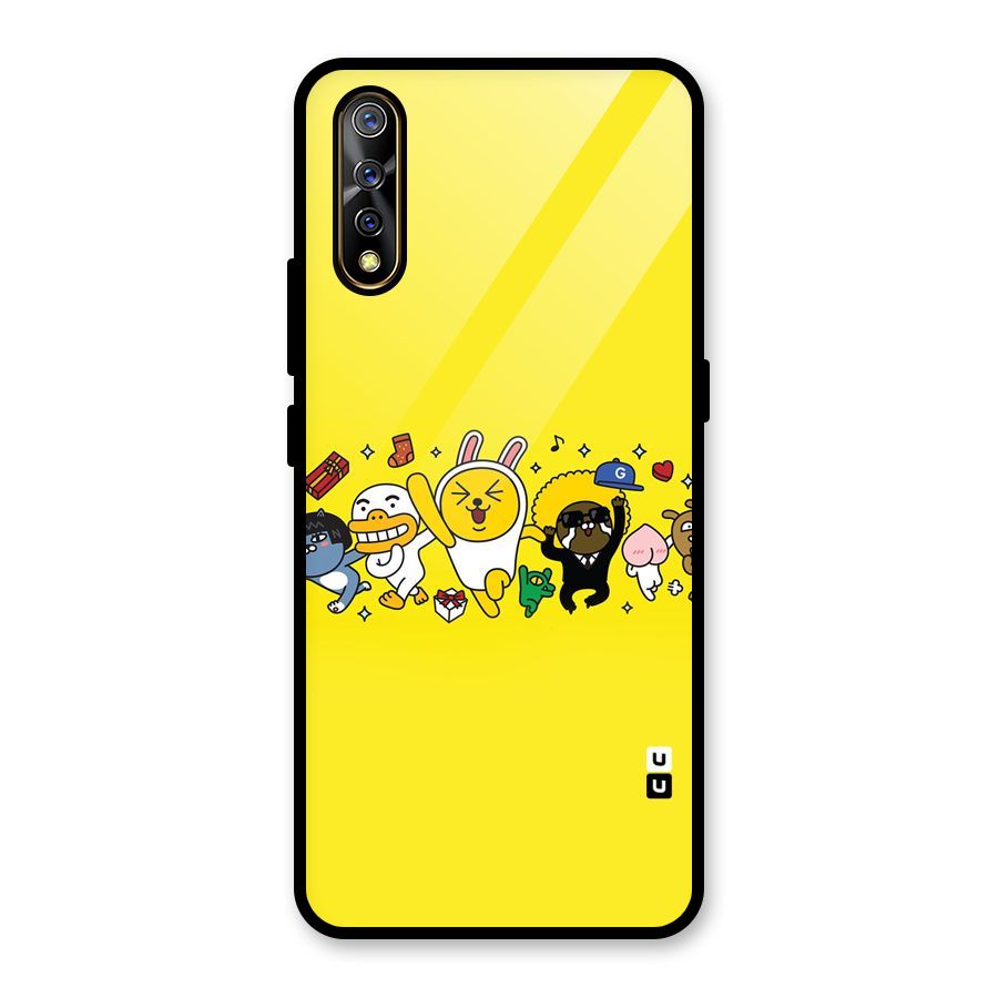 Yellow Friends Glass Back Case for Vivo S1