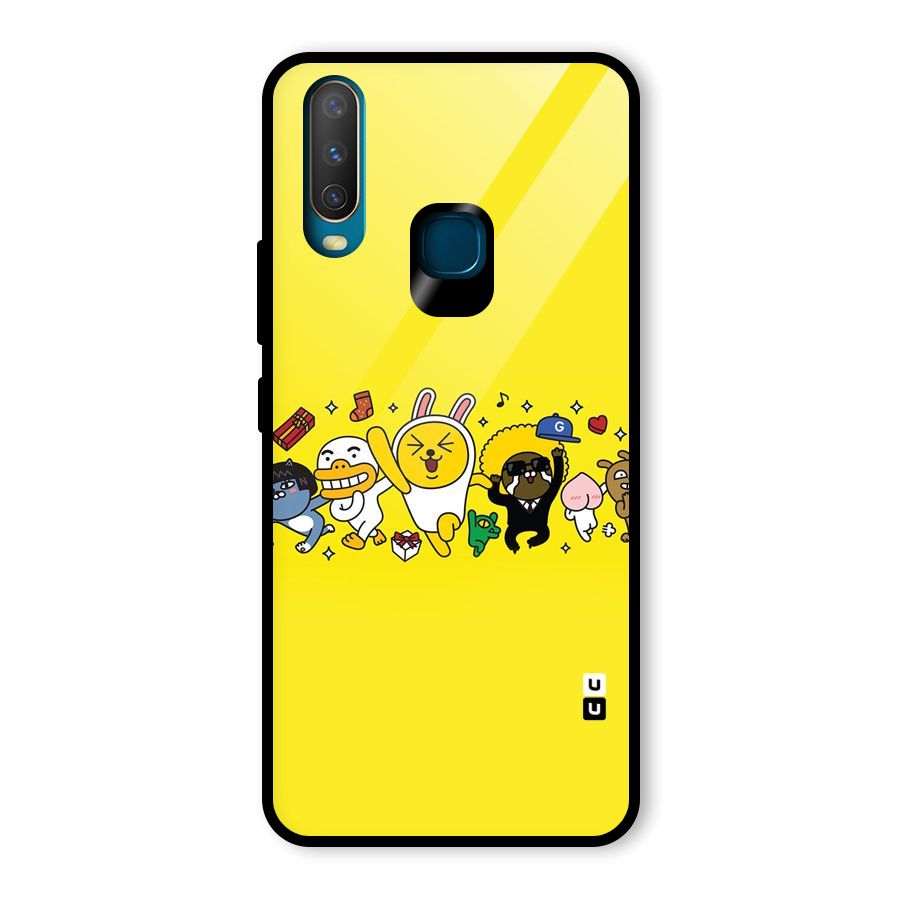Yellow Friends Glass Back Case for Vivo U10
