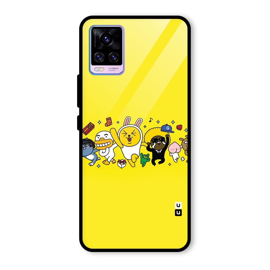 Yellow Friends Glass Back Case for Vivo V20 Pro
