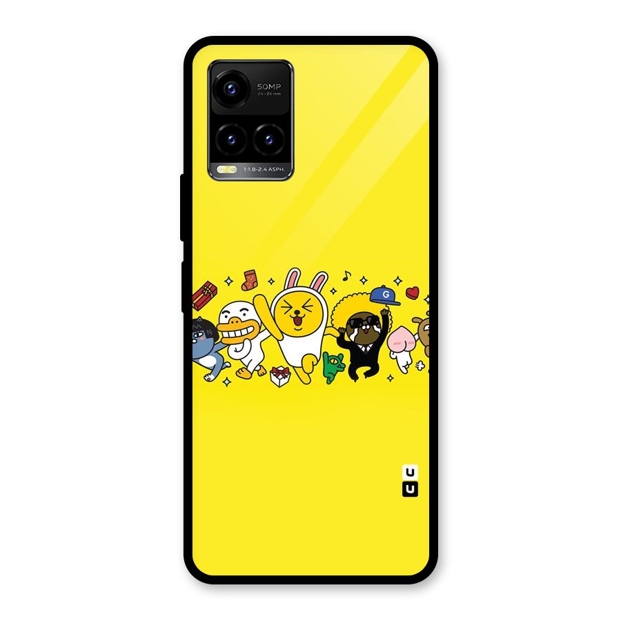 Yellow Friends Glass Back Case for Vivo Y21A