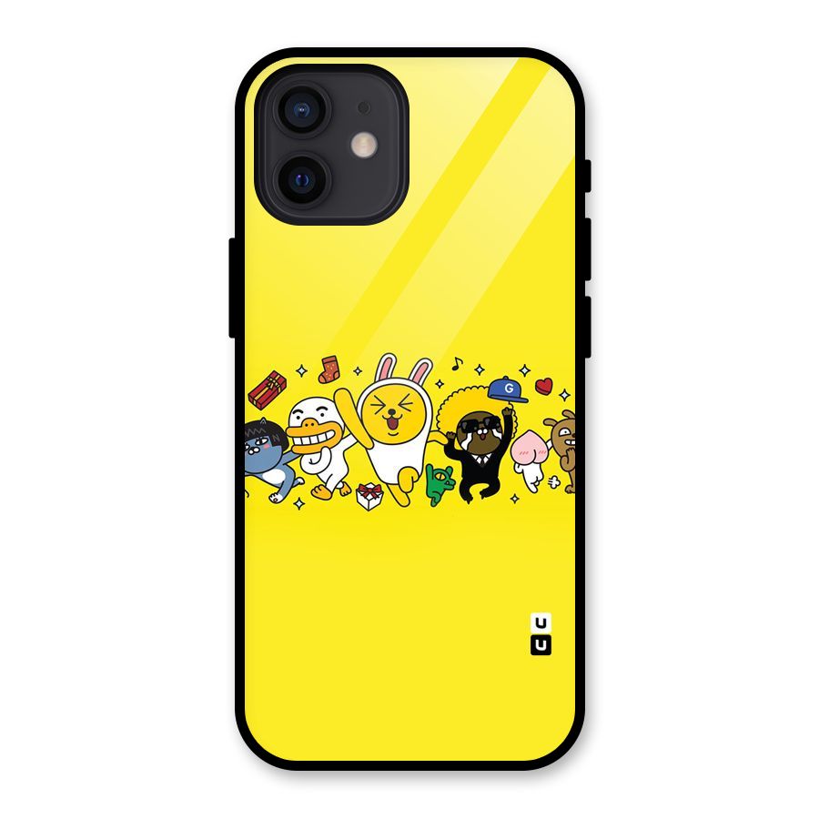 Yellow Friends Glass Back Case for iPhone 12