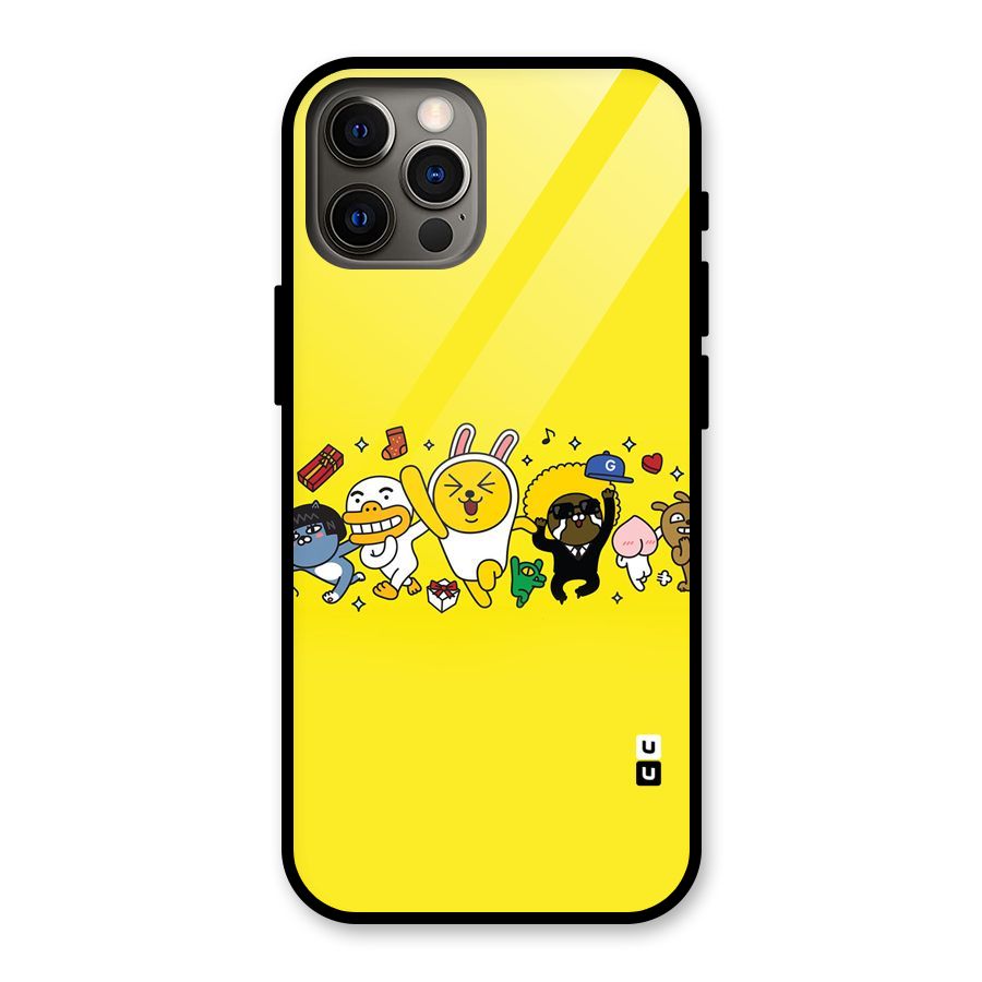 Yellow Friends Glass Back Case for iPhone 12 Pro