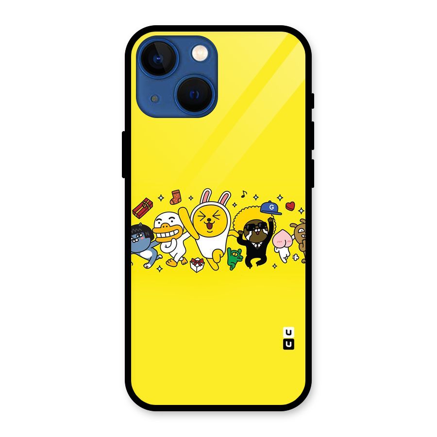 Yellow Friends Glass Back Case for iPhone 13 Mini