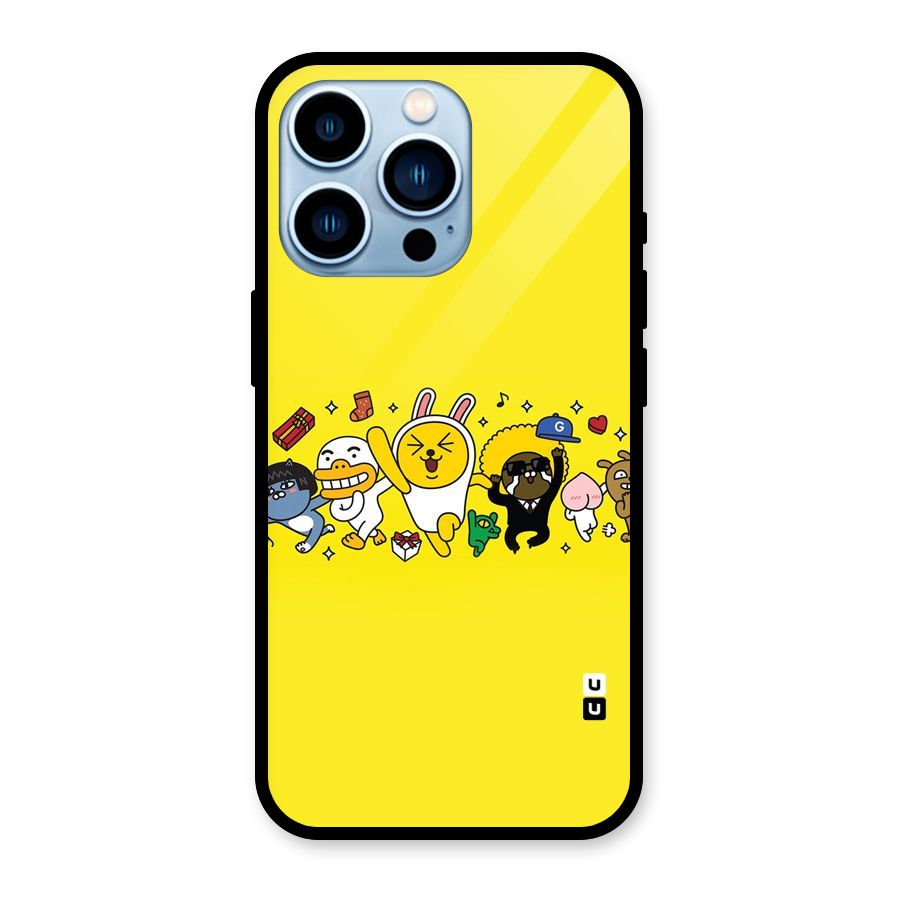 Yellow Friends Glass Back Case for iPhone 13 Pro