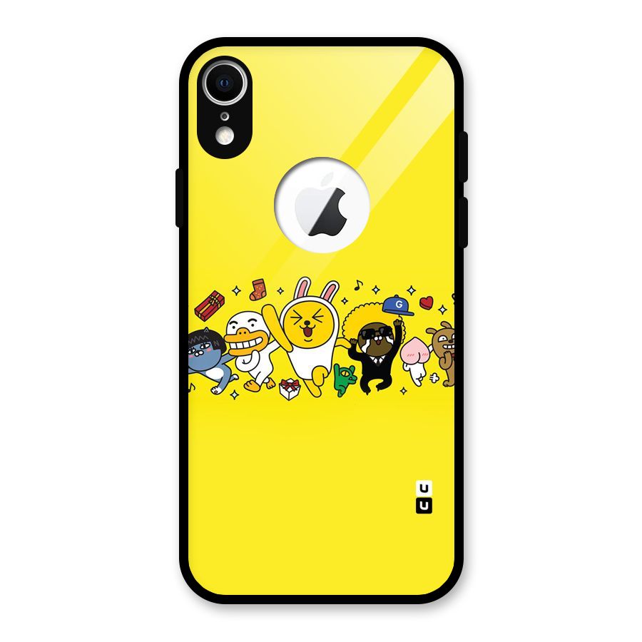 Yellow Friends Glass Back Case for iPhone XR Logo Cut