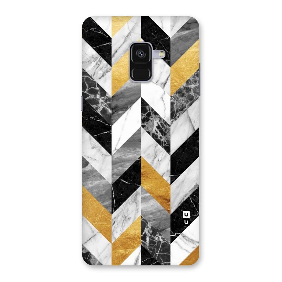 Yellow Grey Marble Back Case for Galaxy A8 Plus