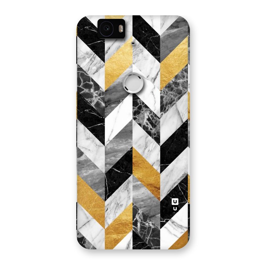 Yellow Grey Marble Back Case for Google Nexus-6P
