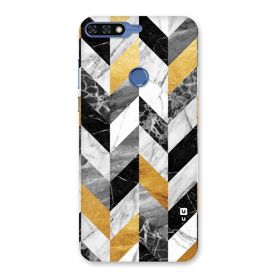 Yellow Grey Marble Back Case for Honor 7C