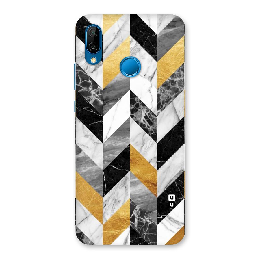 Yellow Grey Marble Back Case for Huawei P20 Lite