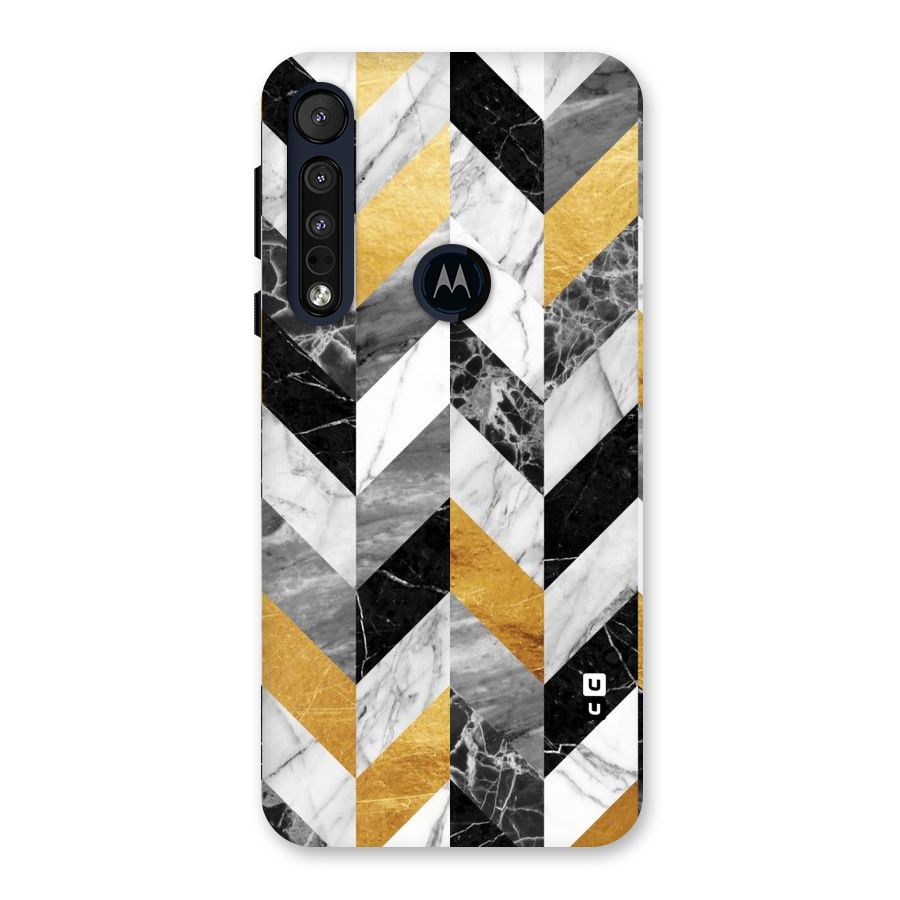 Yellow Grey Marble Back Case for Motorola One Macro