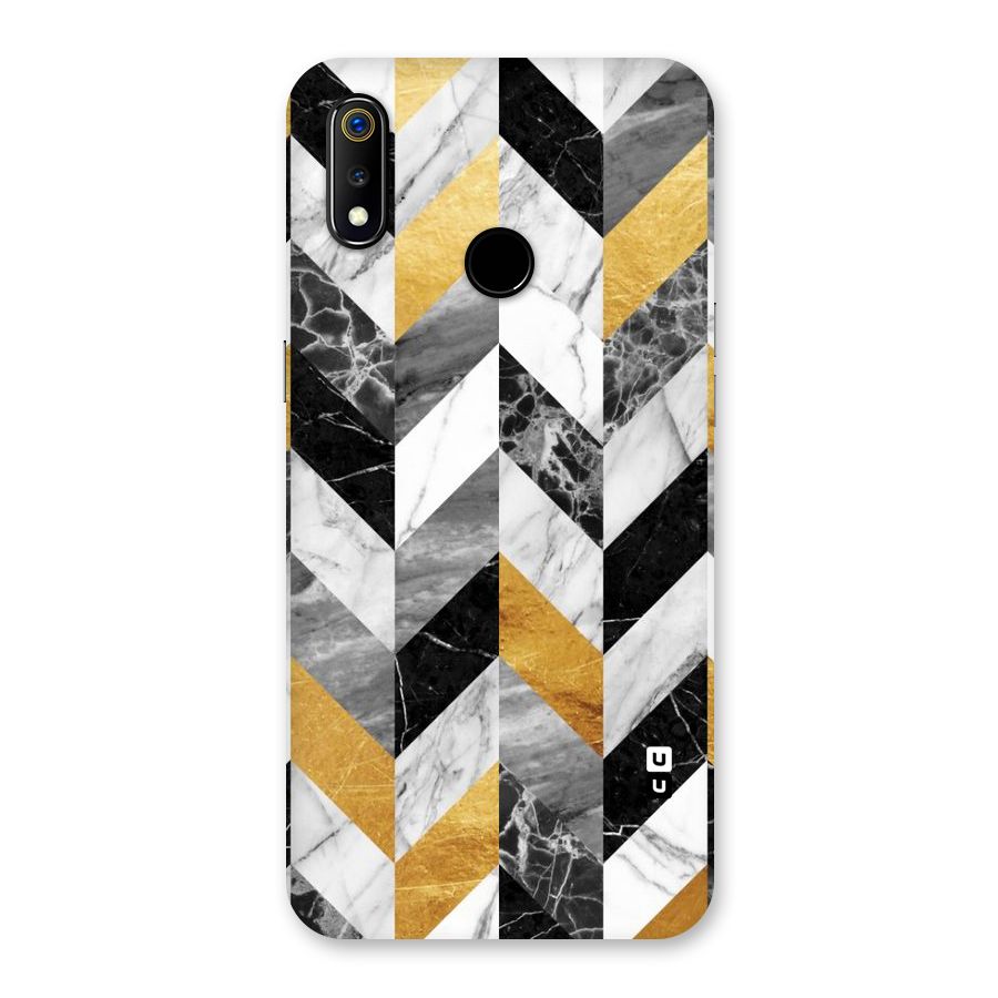 Yellow Grey Marble Back Case for Realme 3