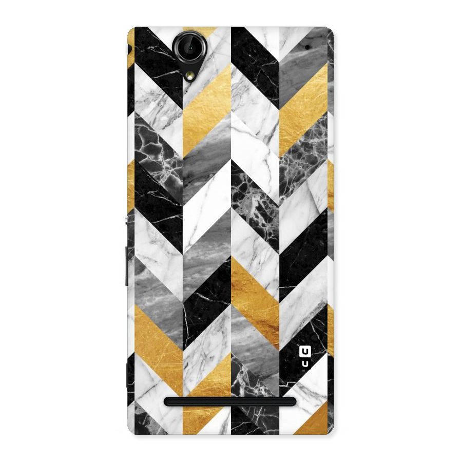 Yellow Grey Marble Back Case for Sony Xperia T2