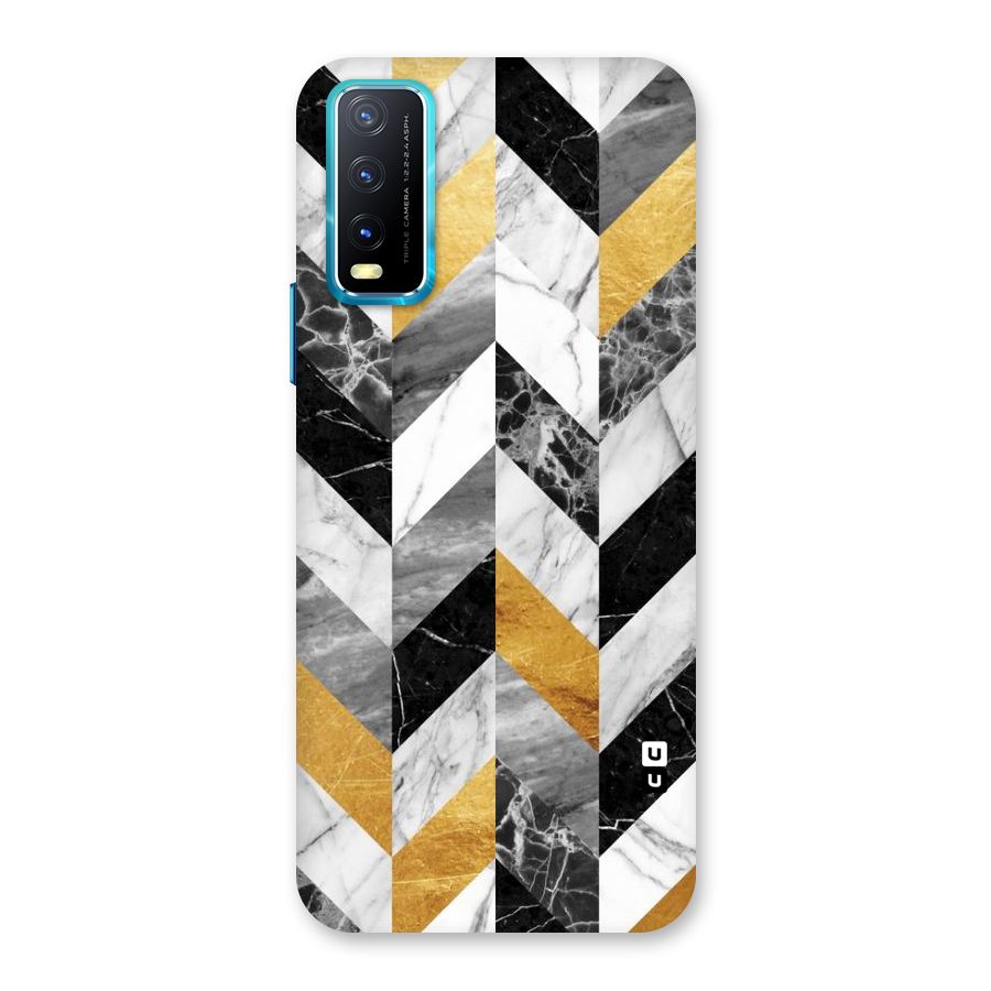 Yellow Grey Marble Back Case for Vivo Y20A