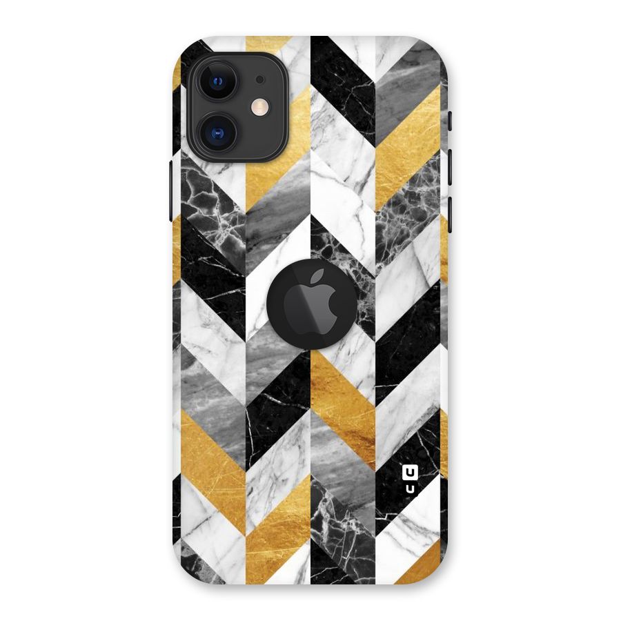 Yellow Grey Marble Back Case for iPhone 11 Logo Cut