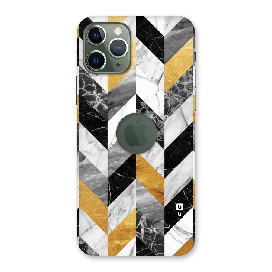 Yellow Grey Marble Back Case for iPhone 11 Pro Logo  Cut