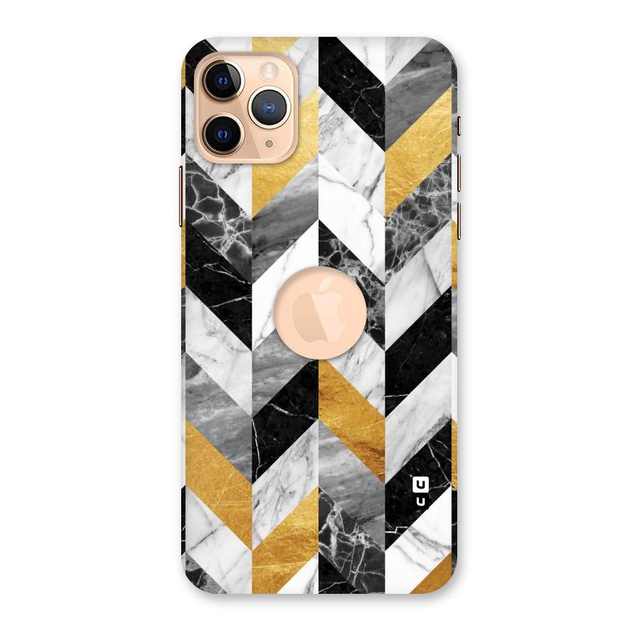 Yellow Grey Marble Back Case for iPhone 11 Pro Max Logo Cut
