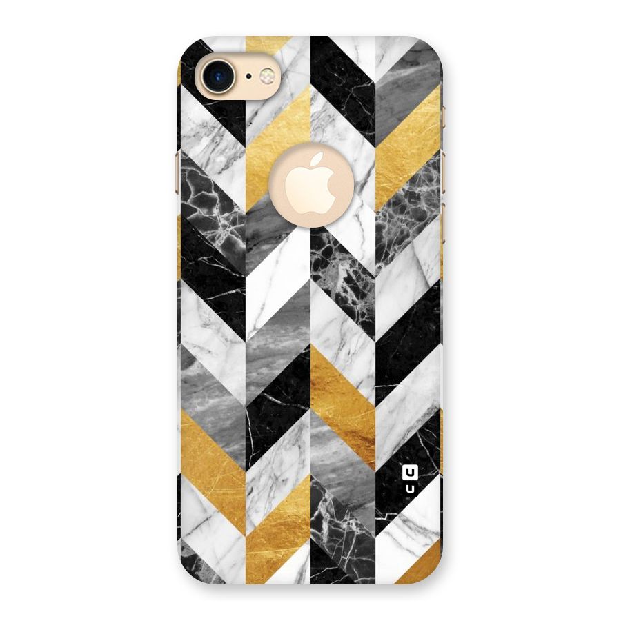 Yellow Grey Marble Back Case for iPhone 7 Logo Cut