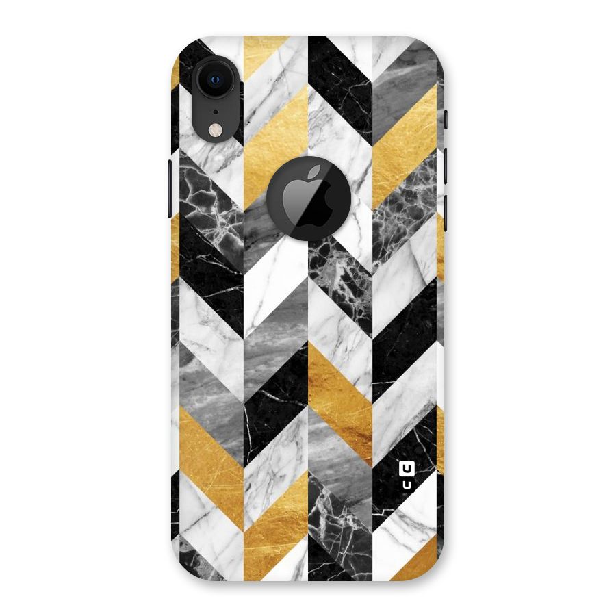Yellow Grey Marble Back Case for iPhone XR Logo Cut