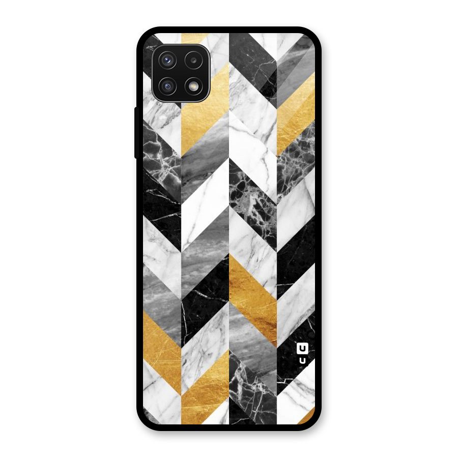 Yellow Grey Marble Glass Back Case for Galaxy A22 5G